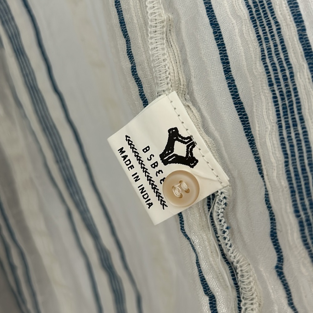 Bsbee khadi cotton button-down sleeveless shirt in striped loose body shirt S - Picture 7 of 13
